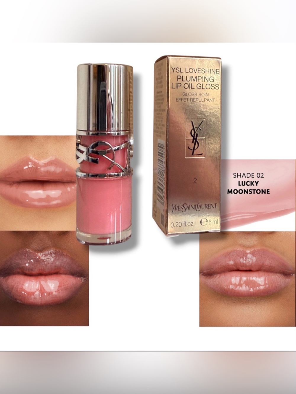 Yves Saint Laurent Loveshine Plumping Lip Oil Gloss 2 Lucky Moonstone NIB